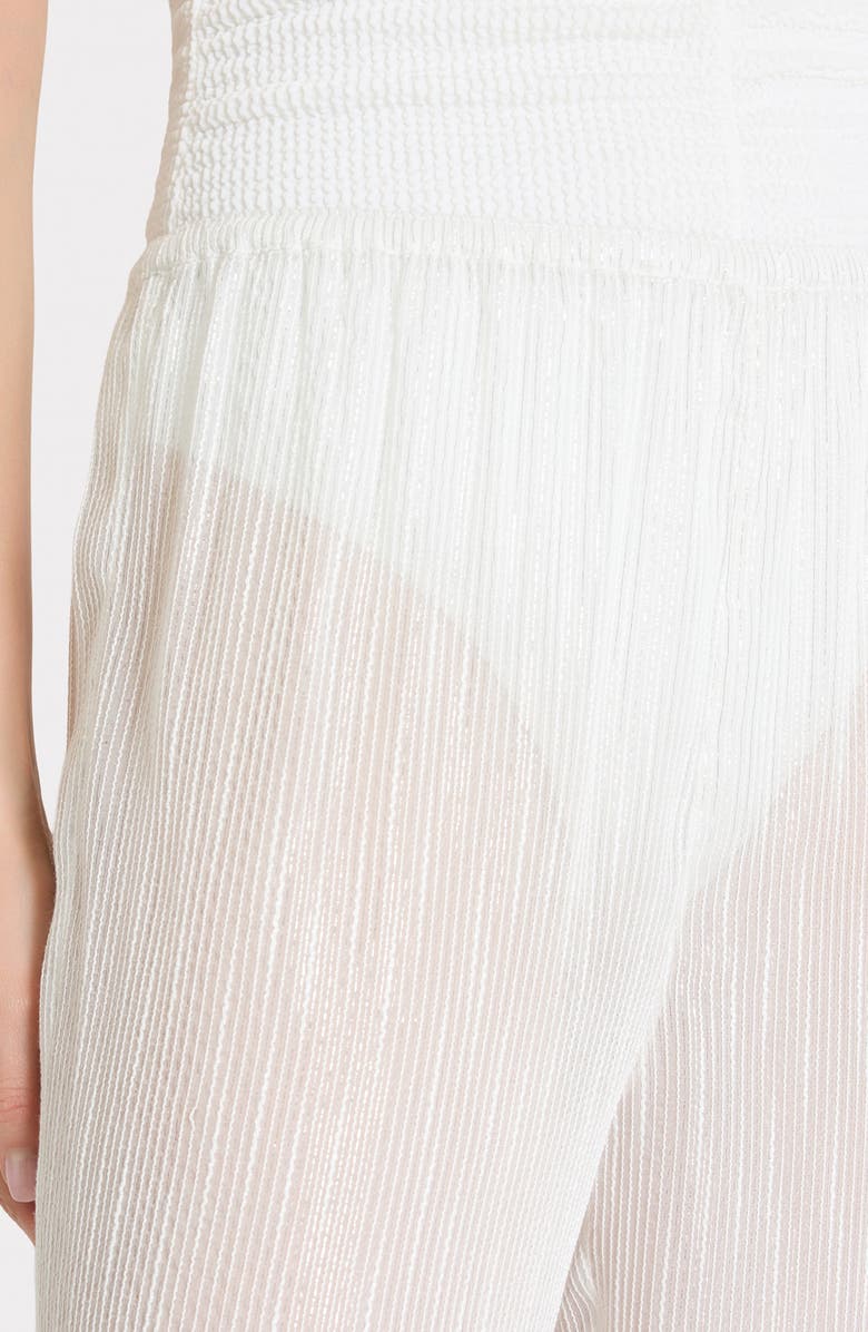 Milly Celina Pinstripe Cover-Up Pants, Alternate, color, White/ Silver