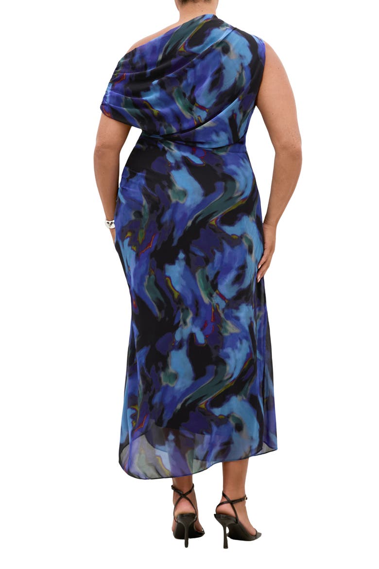 Abstract Floral Print Dress, Alternate, color, BLUE HAZE