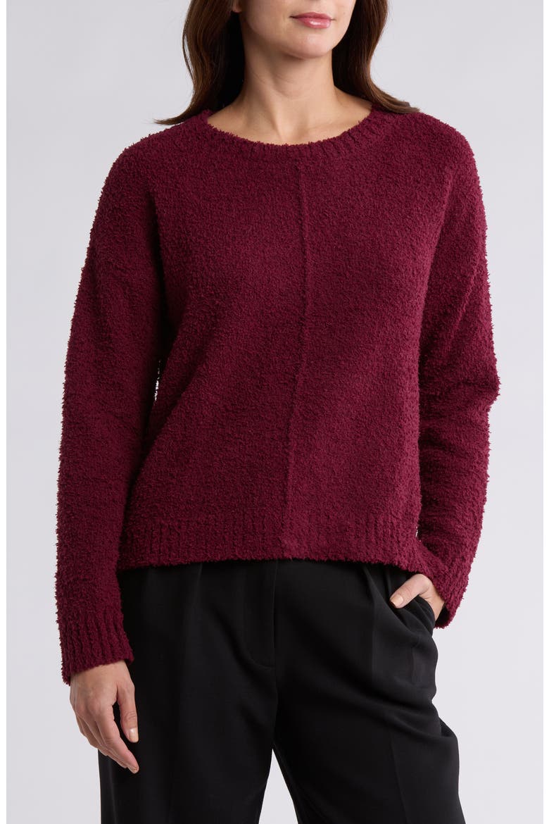 Silky Plush Step Hem Sweater, Main, color, RED WINE