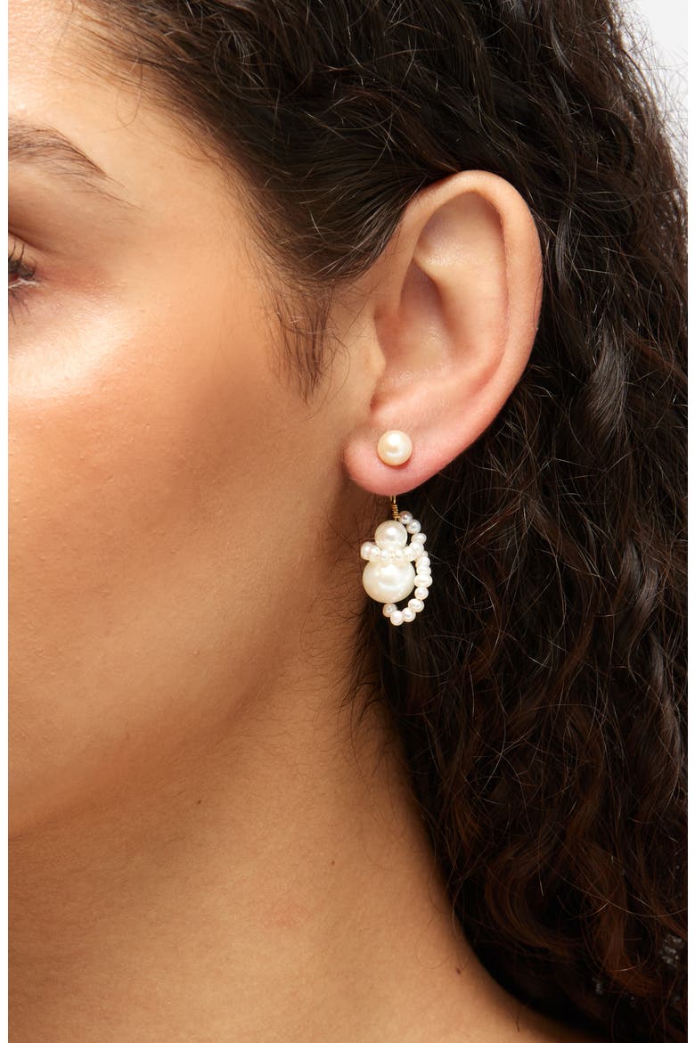 Pearl Drop Earrings, Alternate, color, 18CT GOLD PLATED