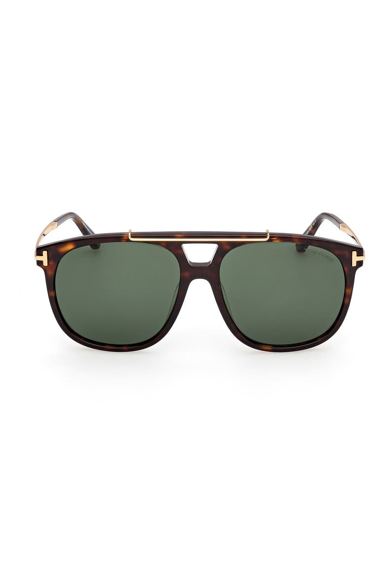 58mm Navigator Sunglasses, Main, color, DARK HAVANA / GOLD / GREEN