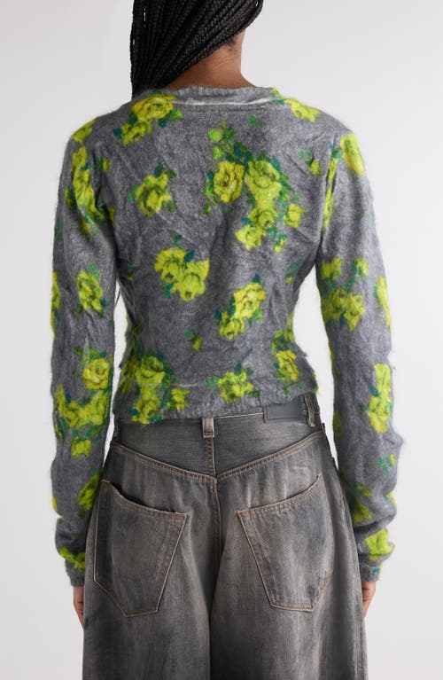 Acne Studios Kahoo Mohair Blend Knit Cardigan In Grey/multi