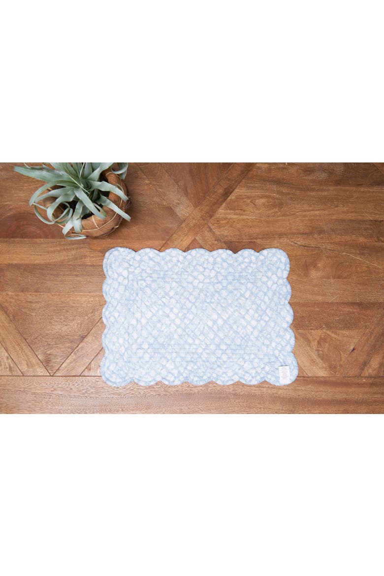 Shoreline Waters Scalloped Placemats Set of 6 Nautical Design, 13" x 19", Alternate, color, Blue
