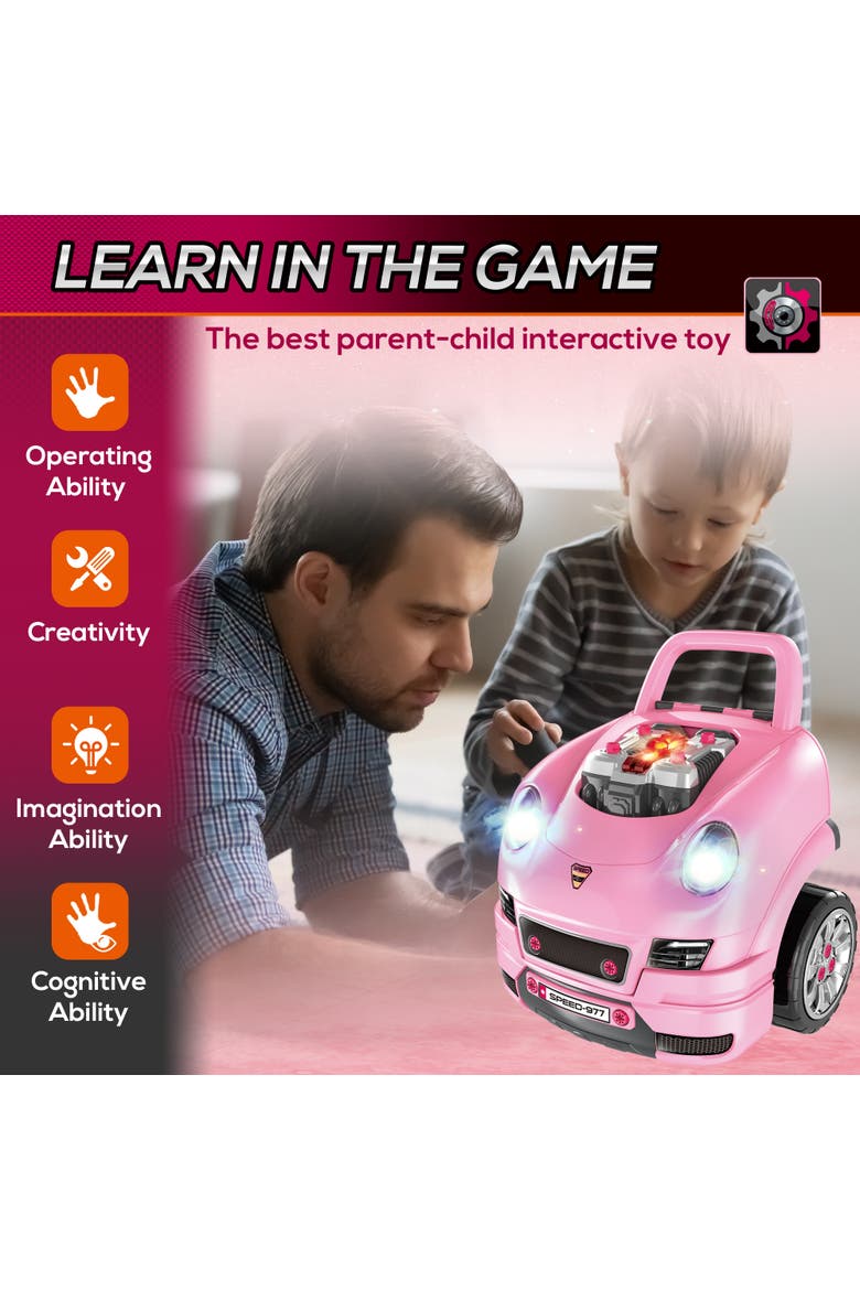 Mechanic Kids Truck Engine Toy Set, Alternate, color, Pink