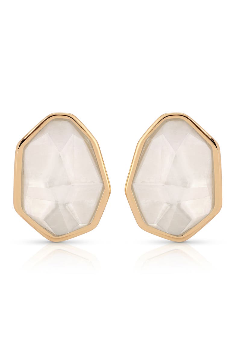 Ettika Seastone Stud Earrings, Main, color, Mother Of Pearl