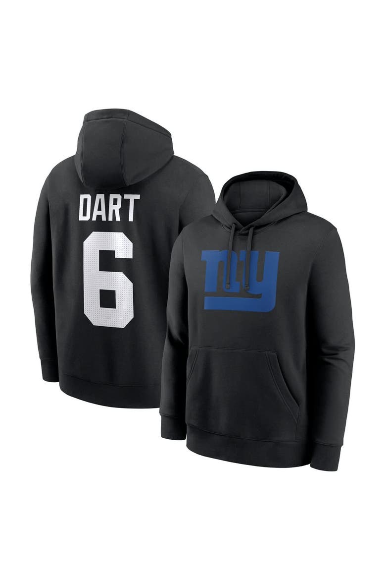 Men's Nike Jaxson Dart Black New York Giants Player Name & Number Fleece Hoodie, Main, color, Black
