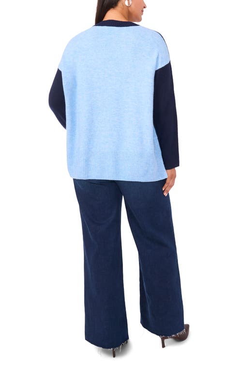 Vince Camuto Colorblock V-neck Sweater In Blue