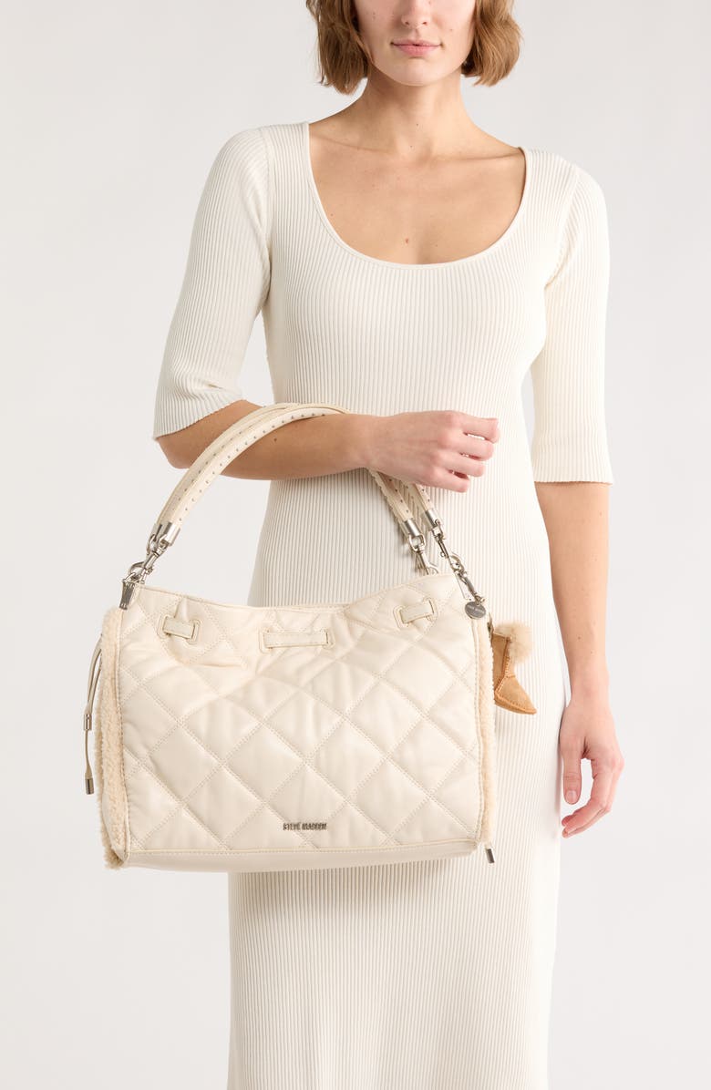 Steve Madden Nala Quilted Tote Bag, Alternate, color, Vanilla