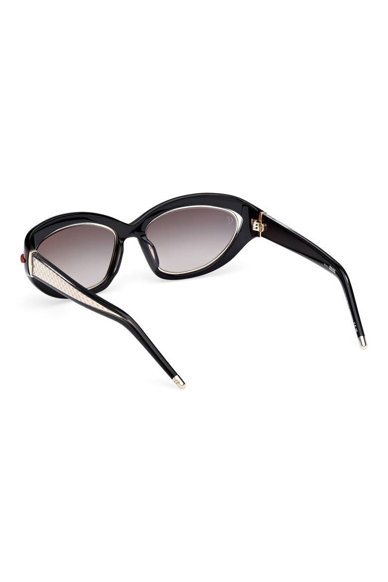 So Kate 55mm Gradient Cat Eye Sunglasses, Alternate, color, SHINY BLACK FRONT / ZEISS SMOKE GRADIENT LENS