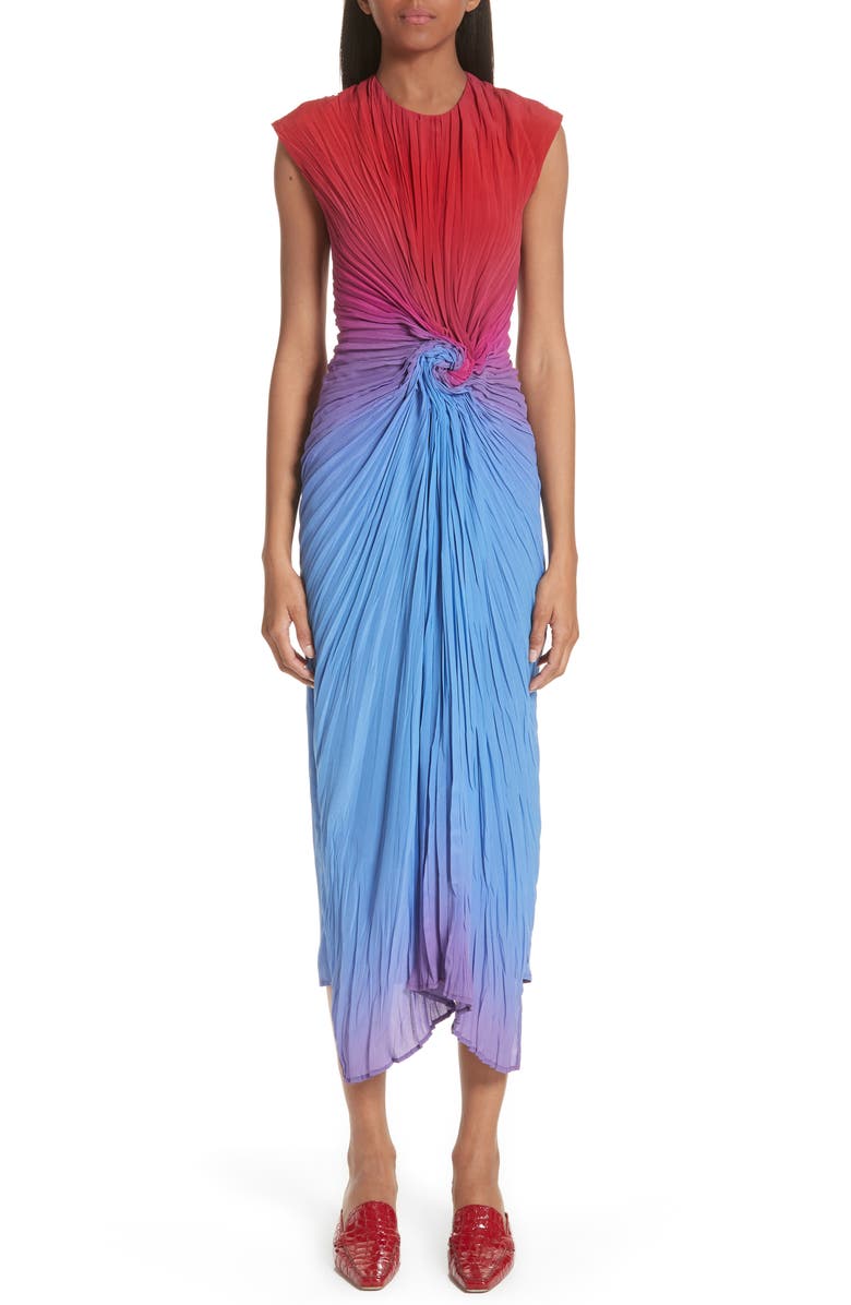 Sies Marjan Twist Front Dégradé Silk Dress, Main, color, 
