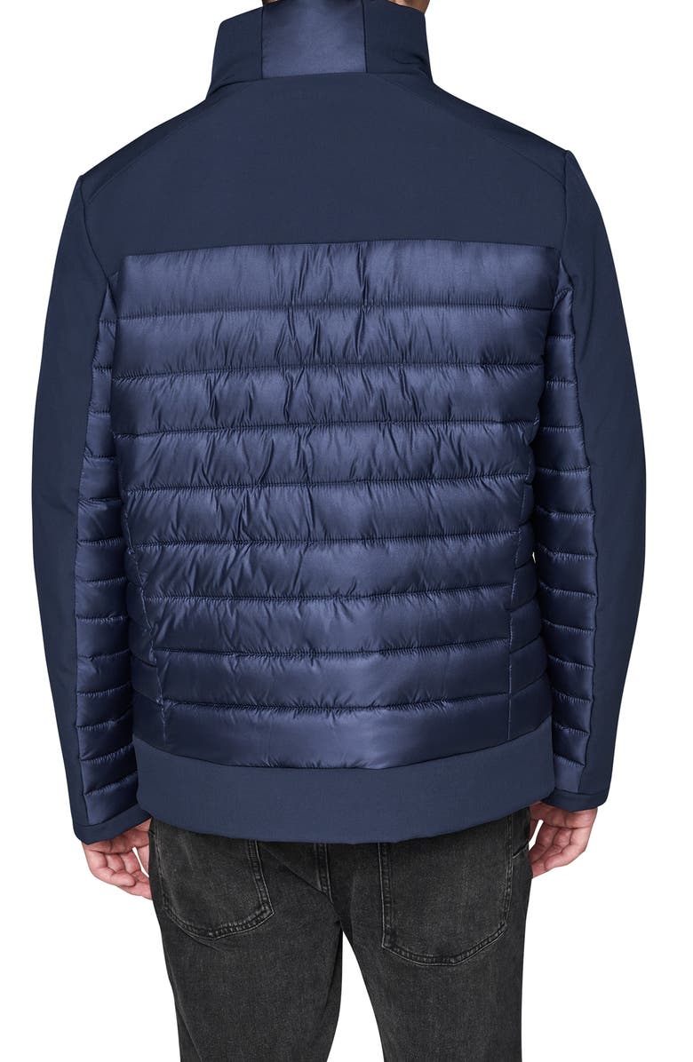 KARL LAGERFELD PARIS Mixed Media Jacket, Alternate, color, Navy