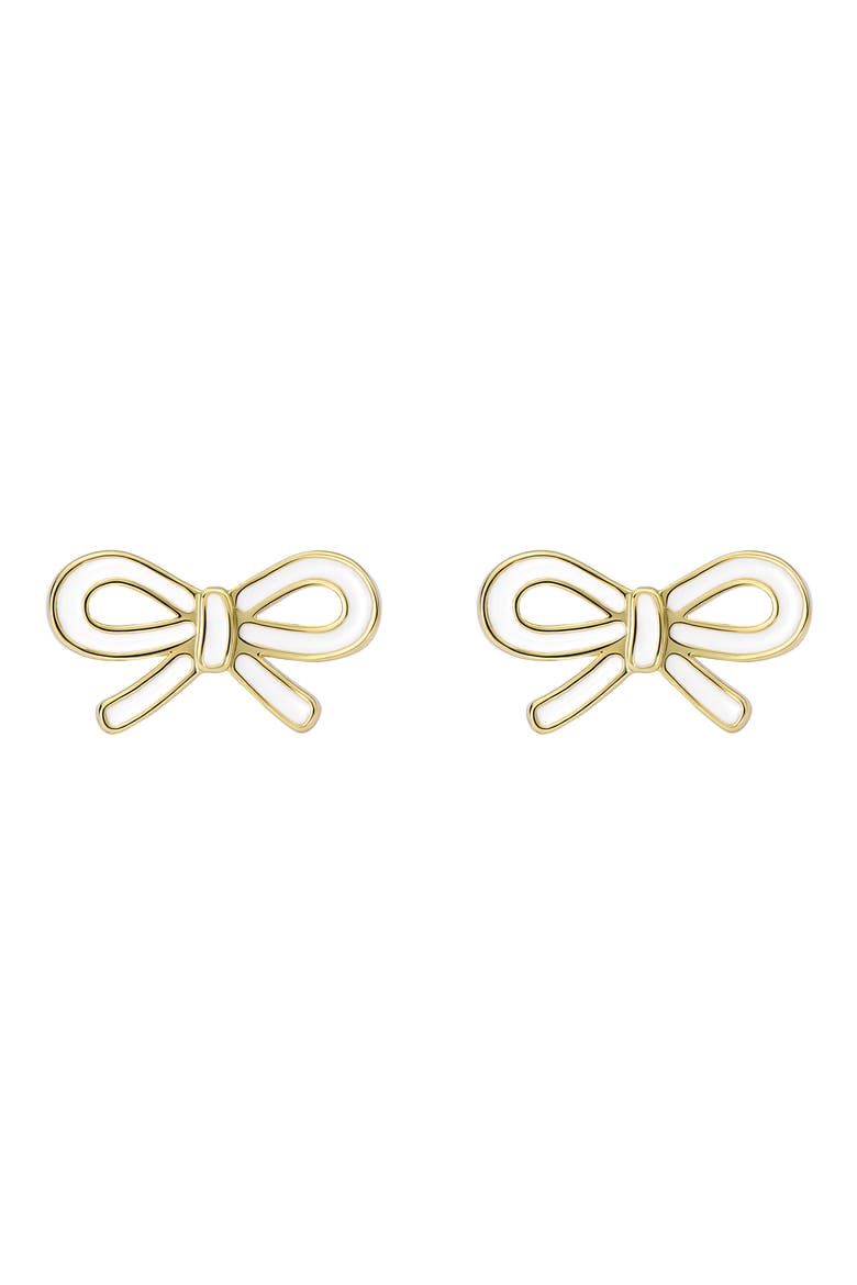 Bowie Tie Bow Enamel Stud Earrings, Main, color, METALLIC GOLD