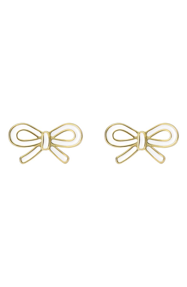 Ted Baker Bowie Tie Bow Enamel Stud Earrings, Main, color, Metallic Gold