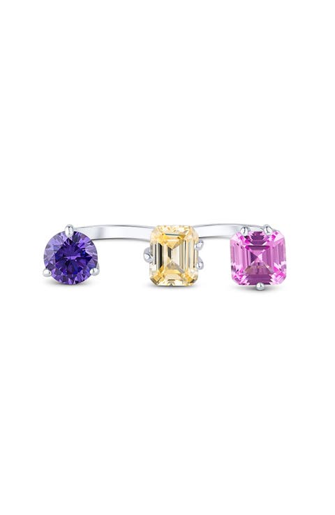 Multi Cubic Zirconia Triple Finger Ring
