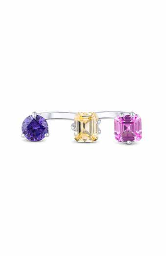 Multi Cubic Zirconia Triple Finger Ring