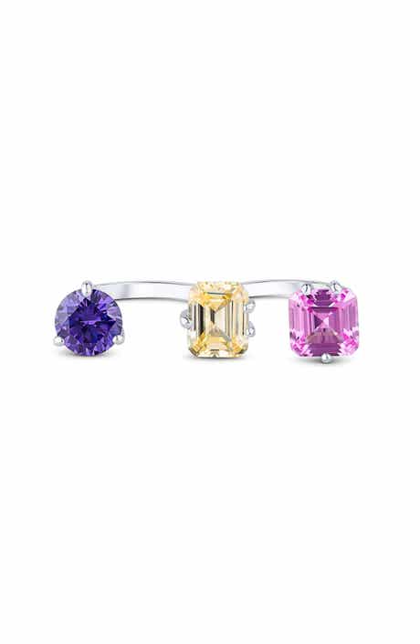 Multi Cubic Zirconia Triple Finger Ring