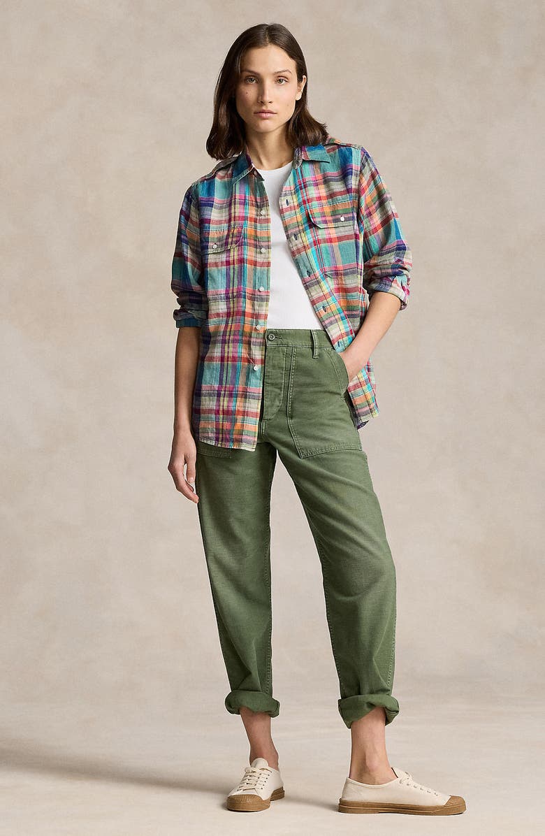 Polo Ralph Lauren Plaid Linen Button-Up Shirt, Alternate, color,