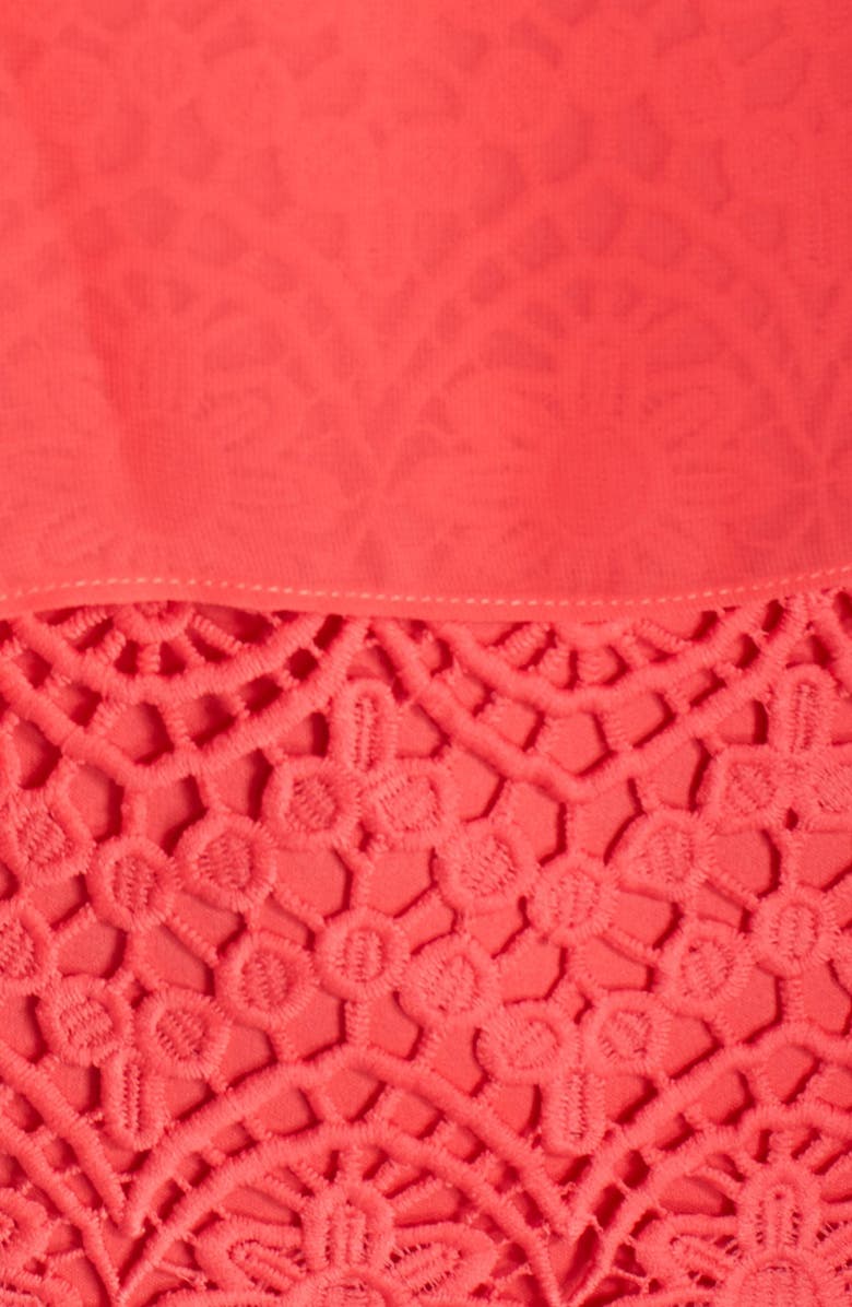 Adrianna Papell Chiffon Capelet Lace Sheath Dress, Alternate, color,