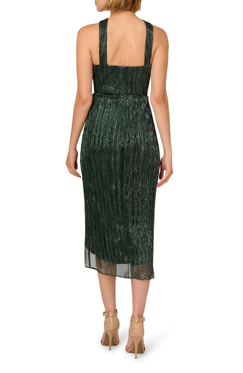 Adrianna Papell Metallic Plissé Cocktail Dress, Alternate, color, 
