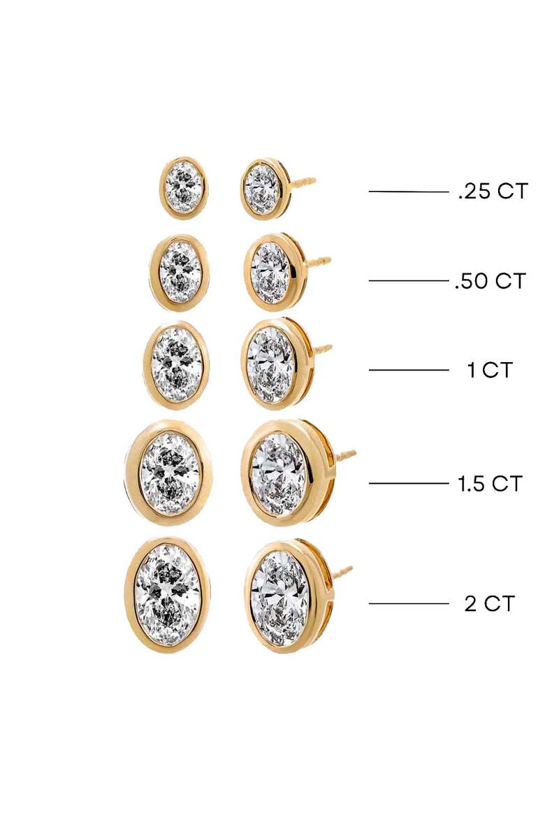 Lab Grown Diamond Oval Bezel Stud Earring 14K, Alternate, color, 14K Gold - 2 Carat