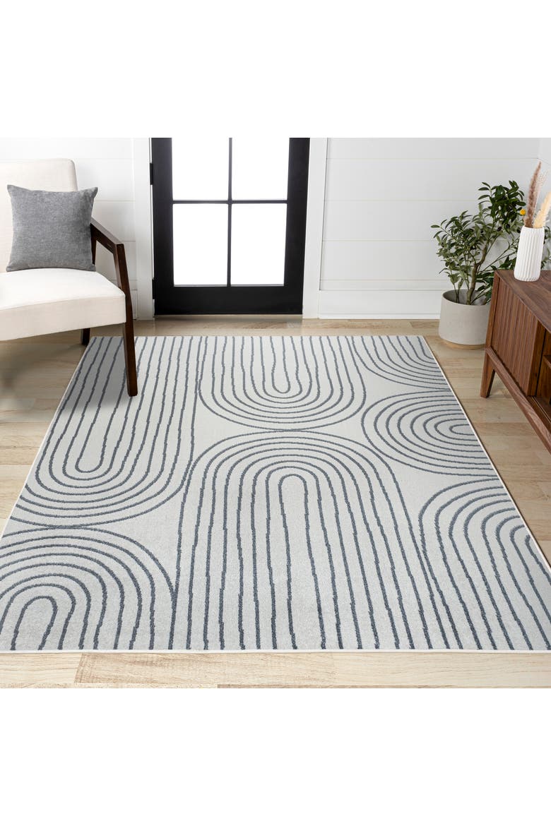 Doodle Contemporary Glam Geometric Machine-Washable Area Rug, Alternate, color, Cream/Dark Gray