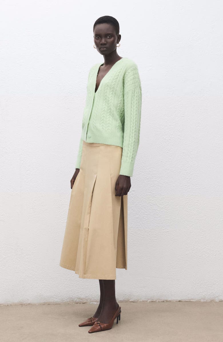 MANGO Cable V-Neck Cardigan, Alternate, color, 