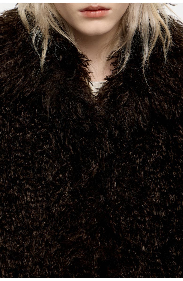 Bimba y Lola Oversize Fur Coat, Alternate, color, Dark Brown