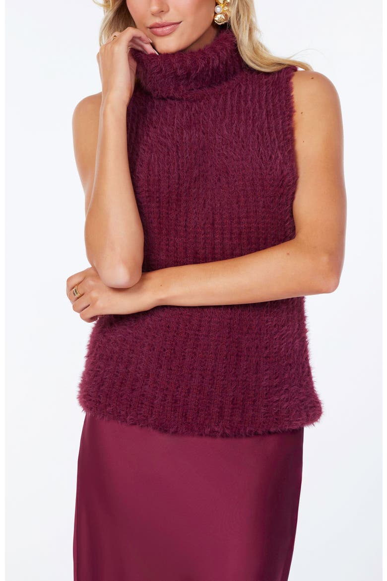 Colette Sleeveless Turtleneck, Alternate, color, Scarlette
