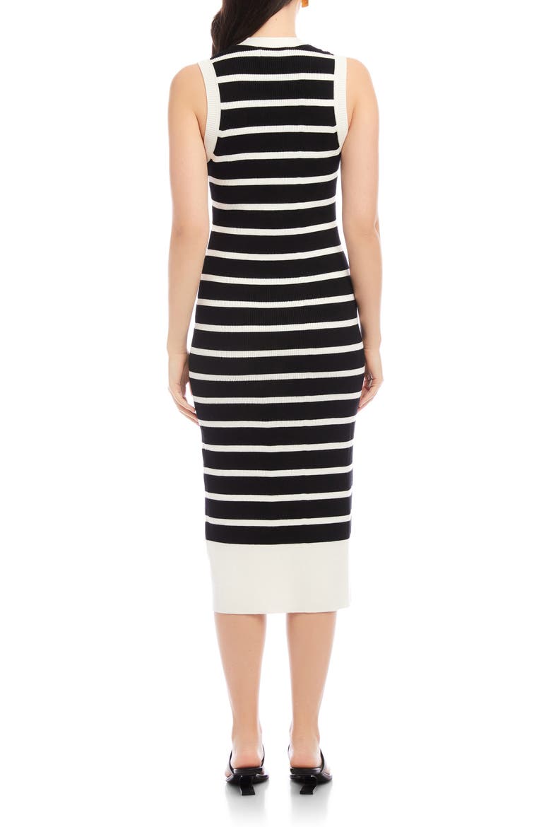Jenna Stripe Sleeveless Sweater Dress, Alternate, color, BLACK WHITE STRIPE