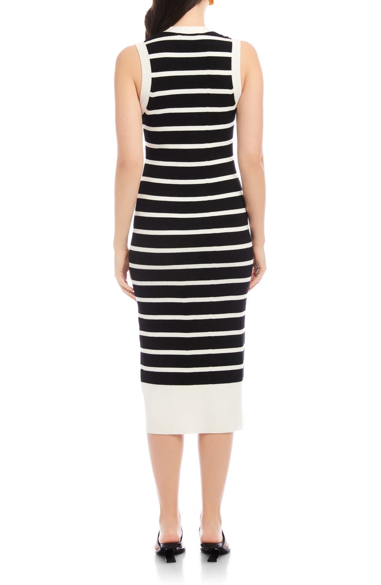 FIFTEEN TWENTY Jenna Stripe Sleeveless Sweater Dress, Alternate, color, Black White Stripe