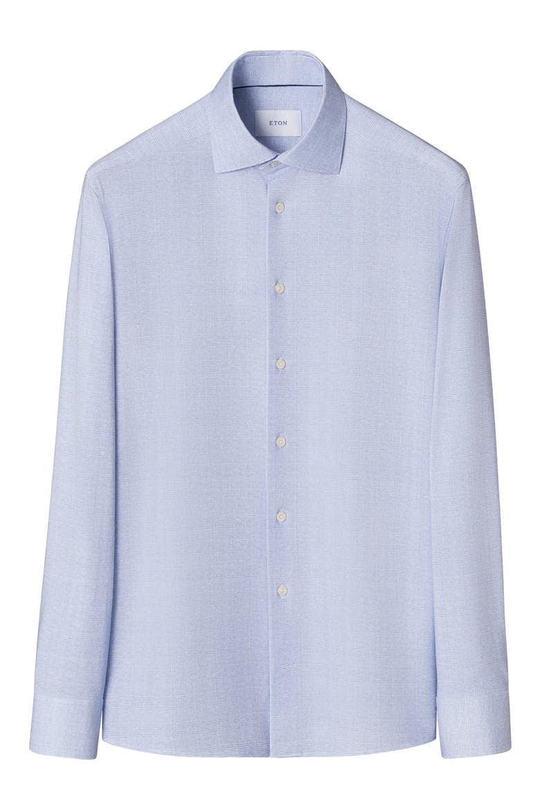 Slim Fit Check Stretch Jersey Dress Shirt, Alternate, color, LIGHT BLUE