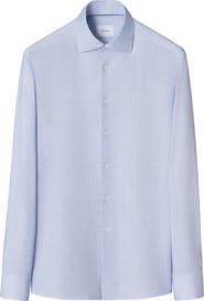 Eton Slim Fit Check Stretch Jersey Dress Shirt