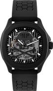 PHILIPP PLEIN Skeleton Spectre Silicone Strap Watch, 42mm