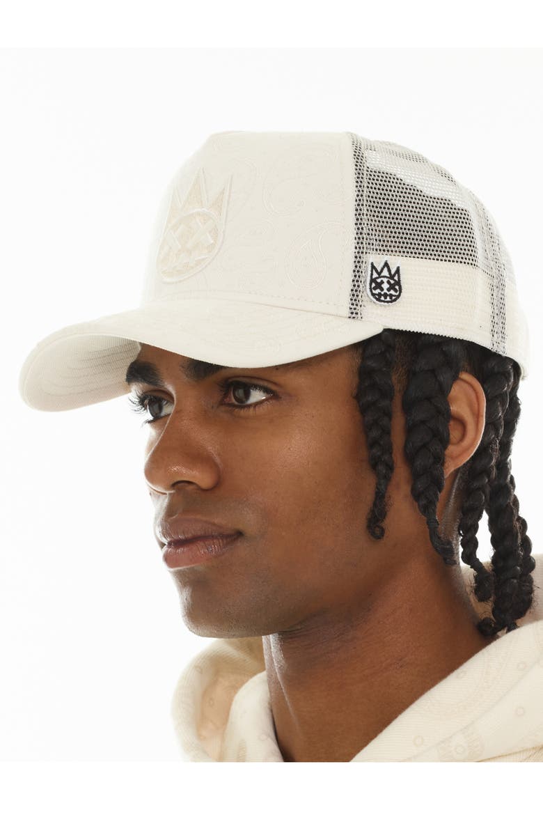 Cult of Individuality Shimuchan Logo Paisley Trucker Hat, Alternate, color, 