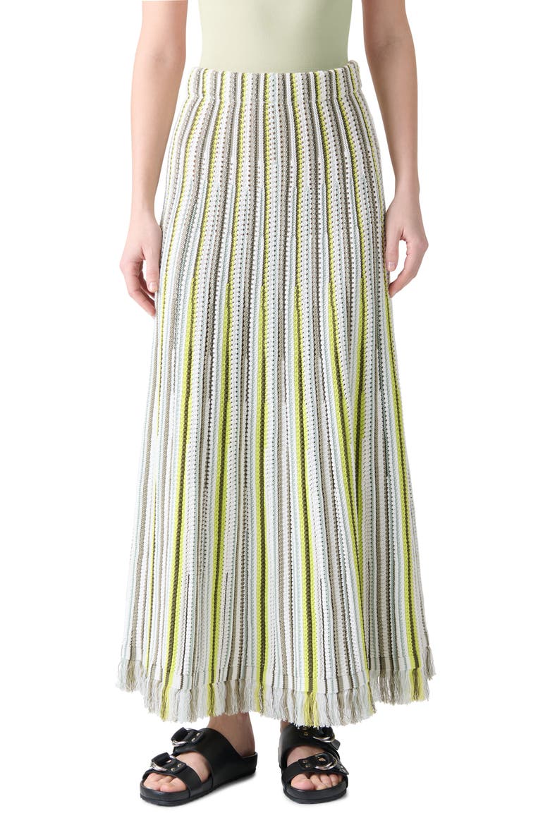 Stripe Mixed Stitch Maxi Sweater Skirt, Main, color, KHAKI MULTICOLOR