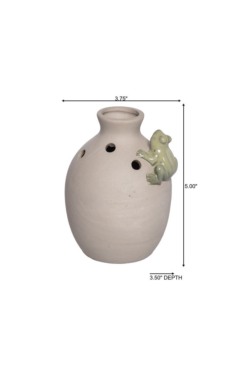 Transpac Ceramic Vase with Frog Med Multicolored for Floral Display and Home Decor, Alternate, color, Multicolored