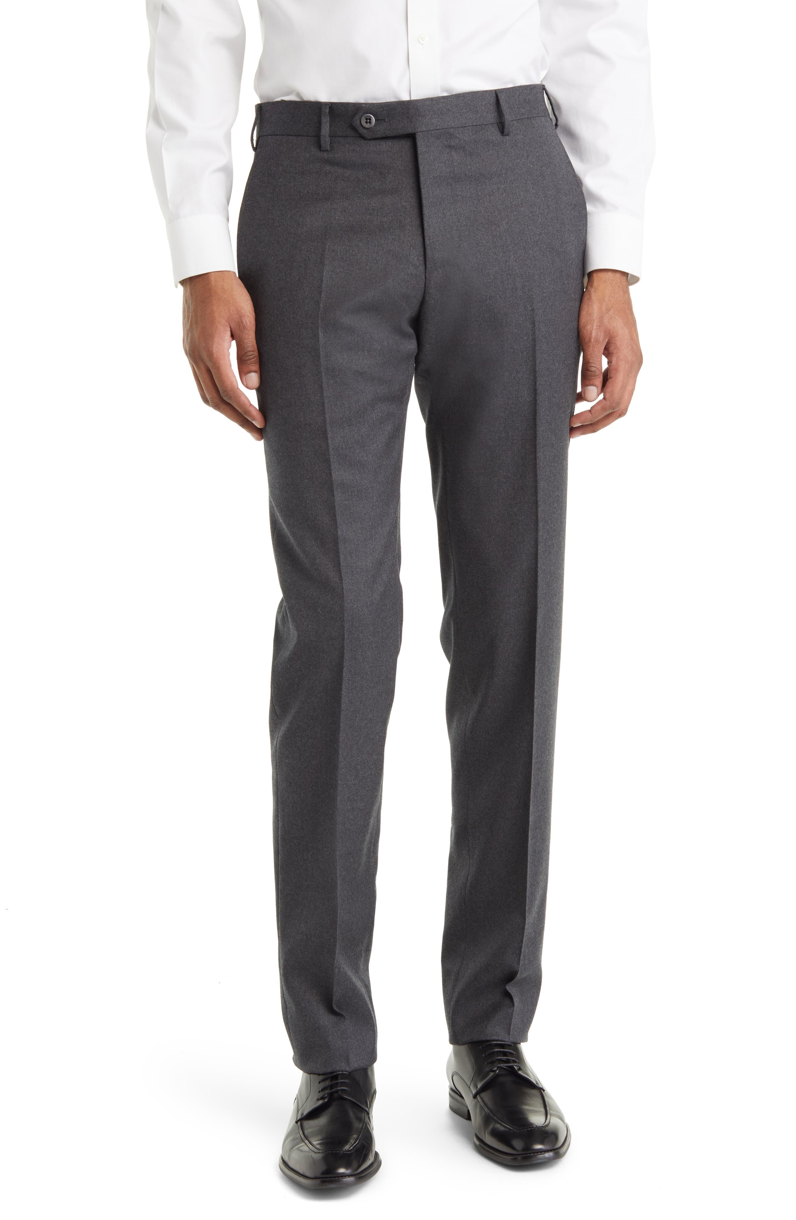 Parker Flat Front Stretch Wool Flannel Trousers