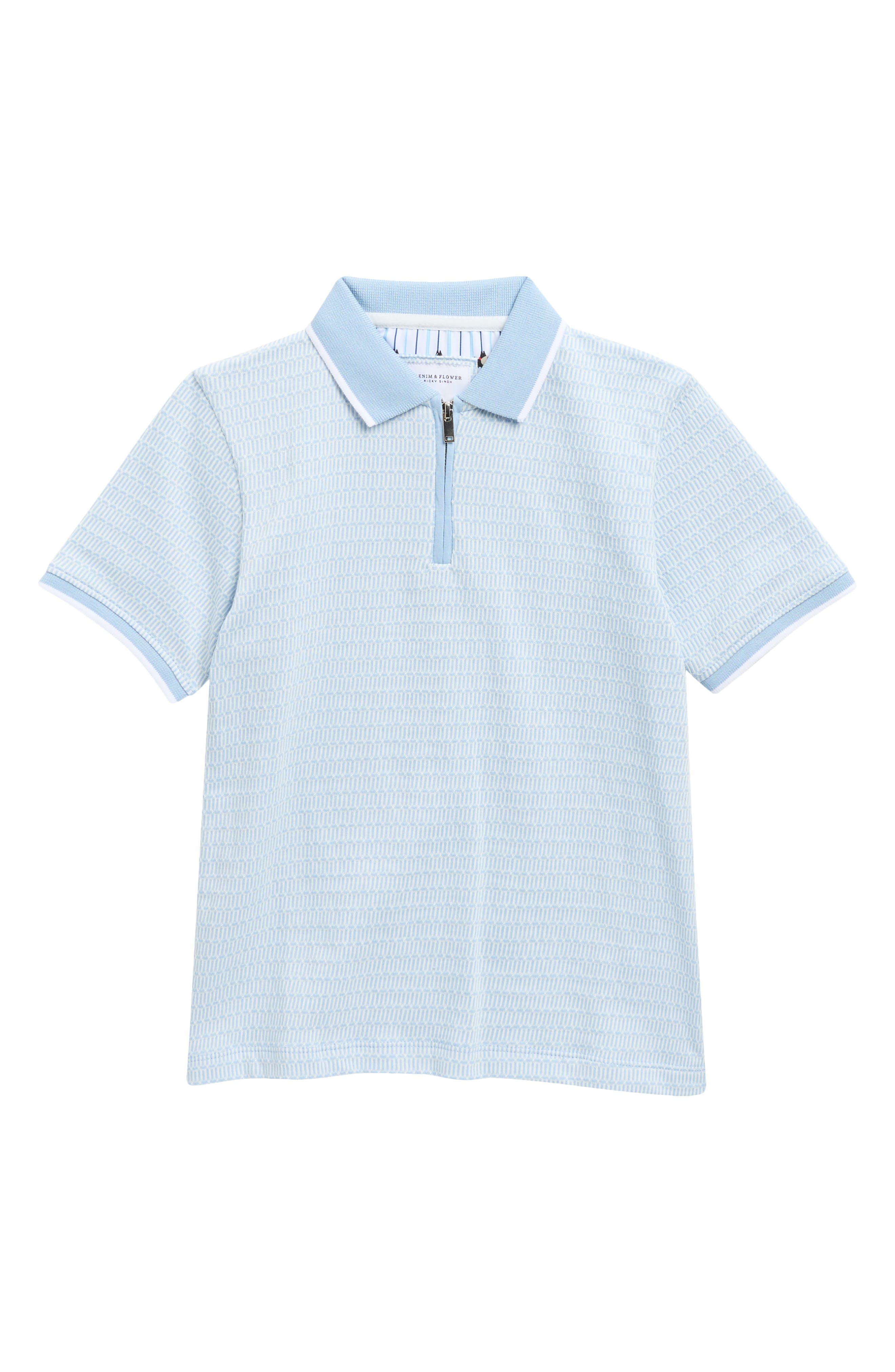 DENIM AND FLOWER Kids' Geometric Quarter Zip Knit Polo