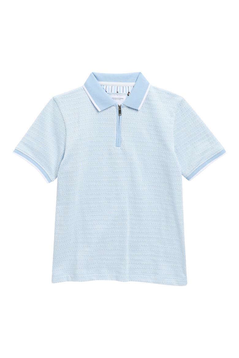 Kids' Geometric Quarter Zip Knit Polo, Main, color, BLUE