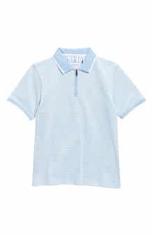 DENIM AND FLOWER Kids' Geometric Quarter Zip Knit Polo