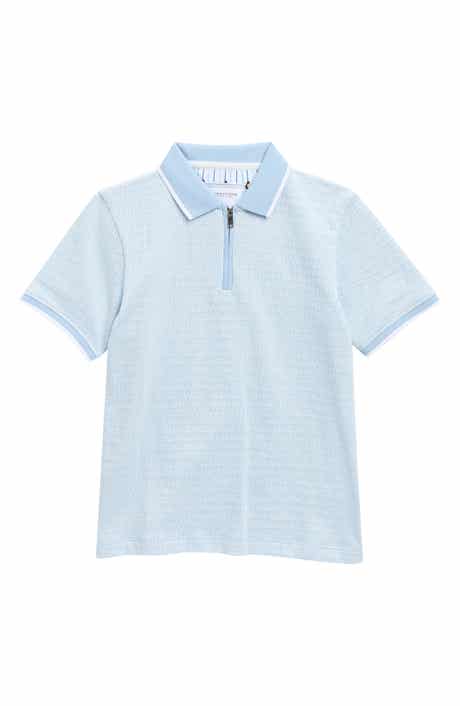 DENIM AND FLOWER Kids' Geometric Quarter Zip Knit Polo
