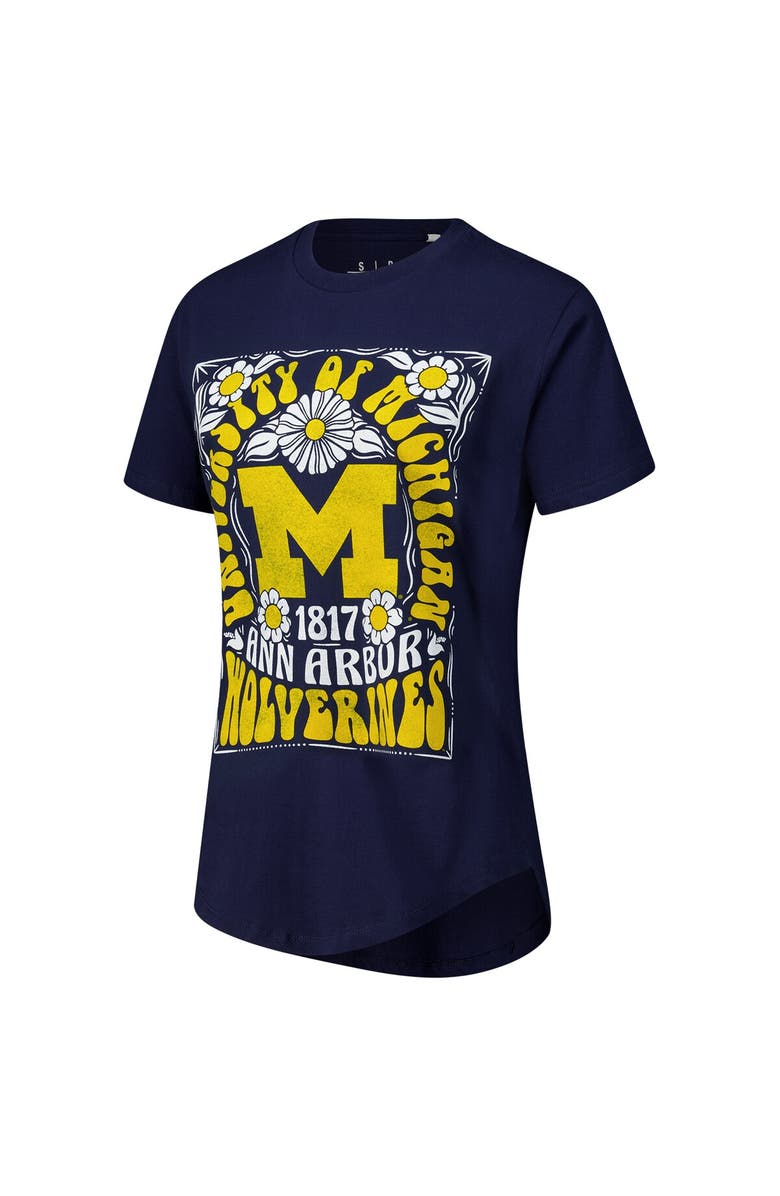 PRESSBOX Women's Pressbox  Navy Michigan Wolverines Irvine Floral Team Color T-Shirt, Alternate, color, 