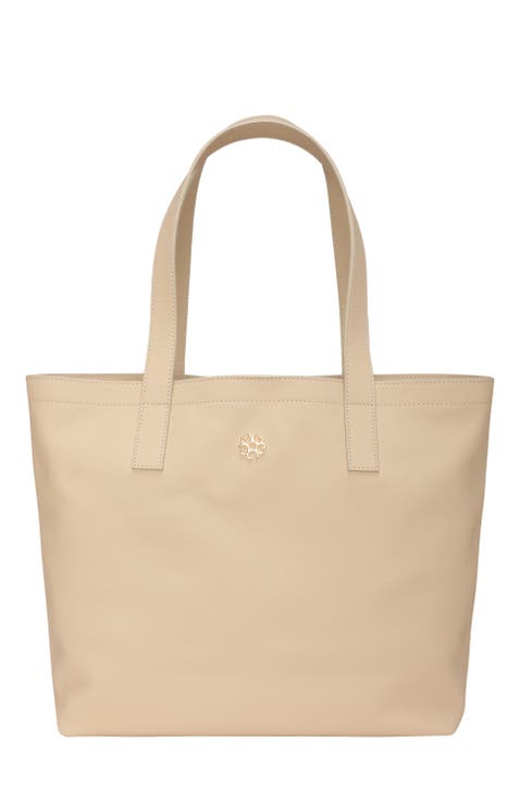 Leather Tote Bag with Removable Zipped Pouch