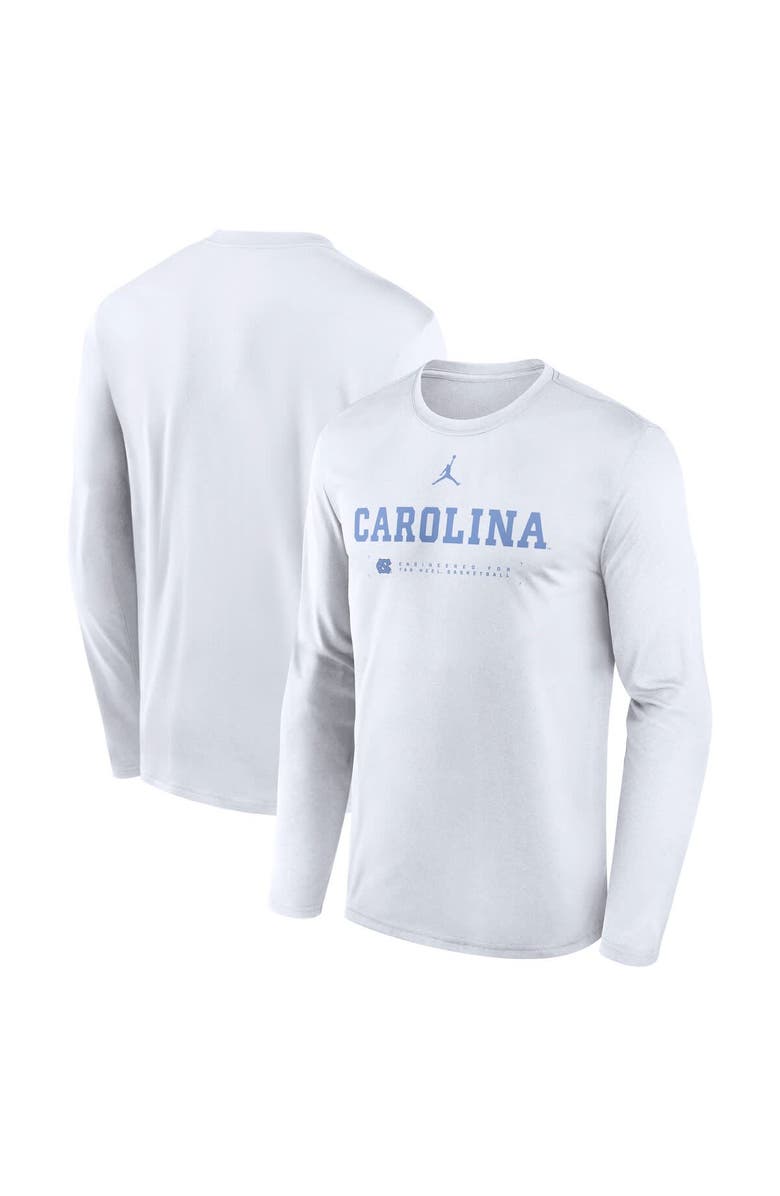 Jordan Brand Men's Jordan Brand White North Carolina Tar Heels 2025 Courtside Basketball Shootaround Legend Dri-FIT Long Sleeve T-Shirt, Main, color, White
