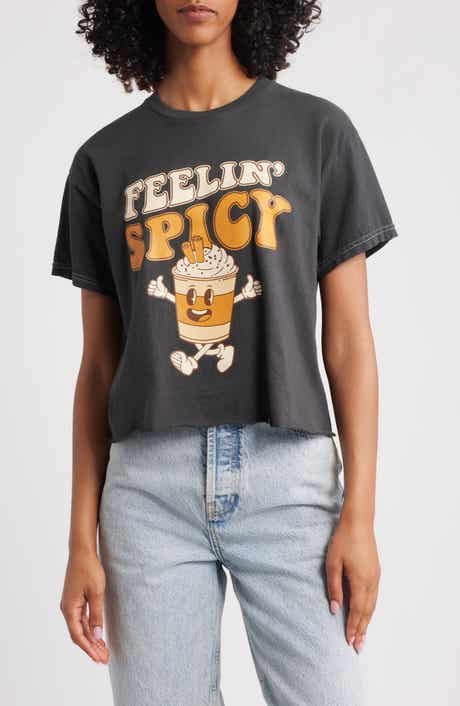Vinyl Icons Feelin' Spicy Crop Cotton Graphic T-Shirt