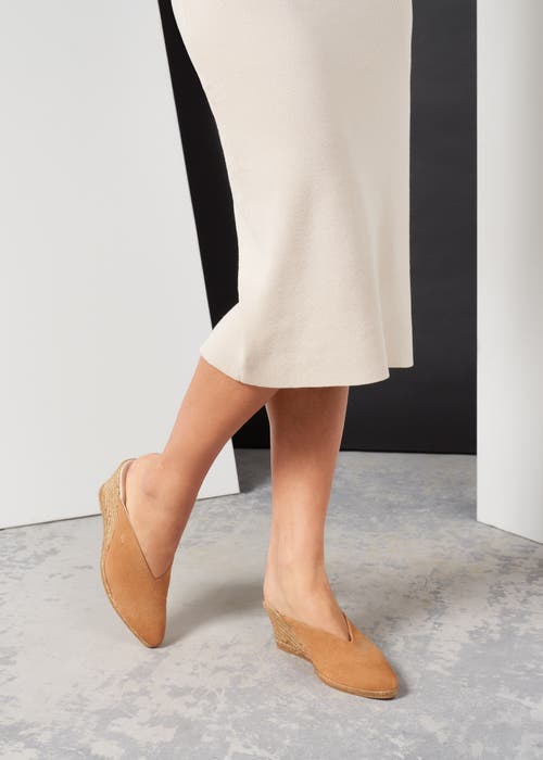 Viscata Truja Suede Espadrille Mule Wedges In Camel