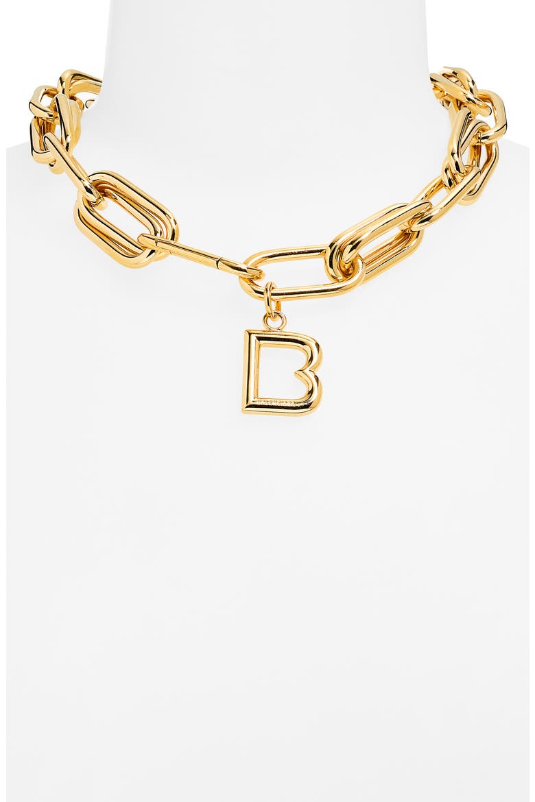 'B' Link Pendant Collar Necklace, Alternate, color, ARCHIVE SHINY GOLD