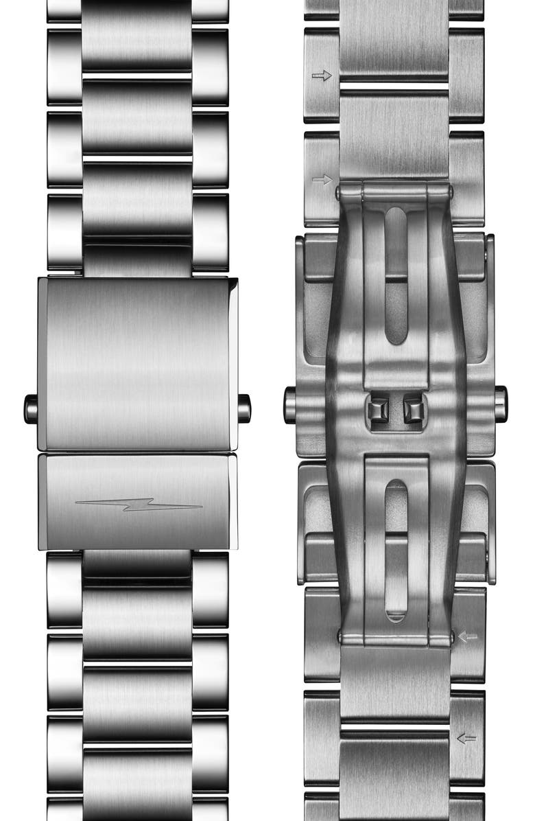 Shinola The Canfield Sport Chronograph Ceramic Bracelet Watch, 45mm, Alternate, color, White/ Stainless Steel