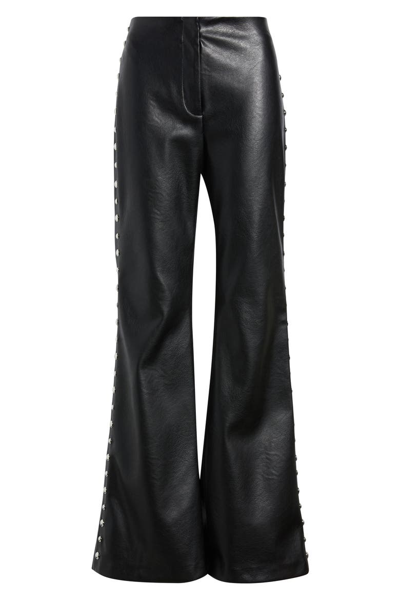 Ares Flare Faux Leather Pants, Alternate, color, BLACK
