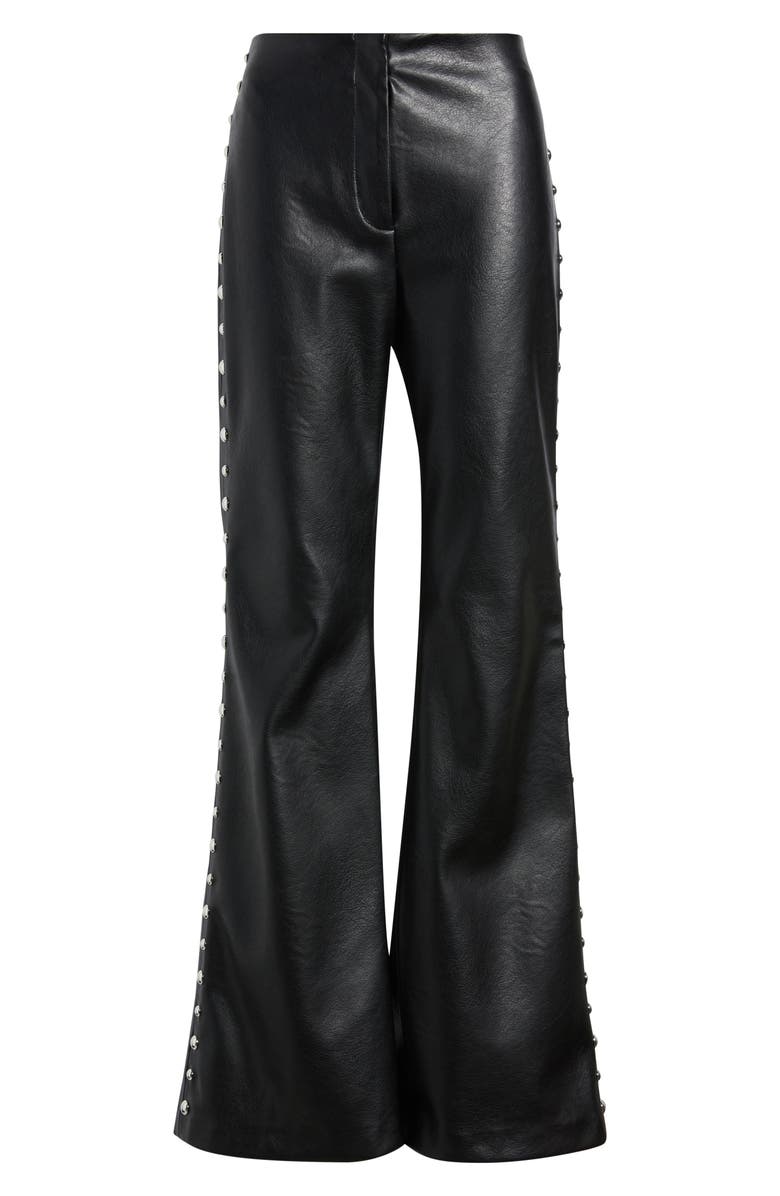 MANGO Ares Flare Faux Leather Pants, Alternate, color, Black